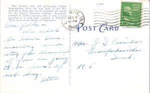 1920s Tecumseh's Trail Wabash River Lafayette IN Postcard 