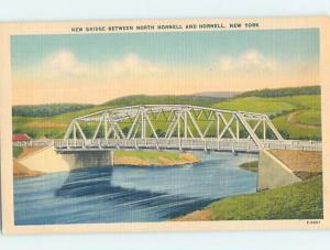 Unused Linen BRIDGE SCENE North Hornell New York NY H8204