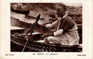 PC CPA MOROCCO, FLANDRIN 122, LE PECHEUR, VINTAGE REAL PHOTO POSTCARD (b12158)