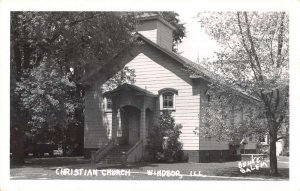 Windsor Illinois Christian Church Real Photo Vintage Postcard AA19784