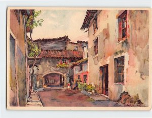 Postcard Cour rustique, Melide, Spain