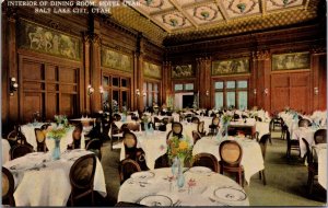 Postcard Interior of Dining Room at Hotel Utah in Salt Lake City, Utah