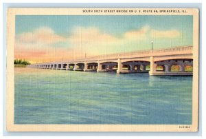 c1930's South Sixth Street Bridge On U.S. Route 66 Springfield IL Postcard 