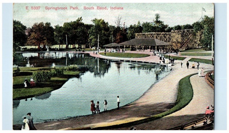 1907 View Of Springbrook Park South Bend Indiana IN Posted Antique Postcard
