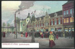 Spielbudenplatz, Hamburg - St. Pauli, Germany, Very Early Postcard, Unused