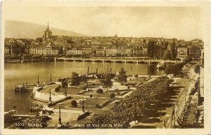 Lot 61 geneve geneva switzerland quai du mont blanc vue sur la ville real photo