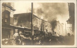 Hartford Connecticut CT Fire on Asylum St. Steam Engine Real Photo Postcard