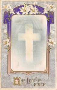 The Lord is Risen Cross and Flowers Silk Embroidered Unused 