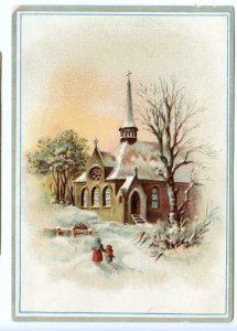 LOT/2 VINTAGE 1800's ERA EMBOSSED LITHOGRAPH CARDS*CHURCHES*BIRDS*WINTER*ROSES