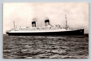ILE DE FRANCE French Line Ocean Liner Ship Real Photo RPPC Postcard Estel