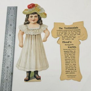 Hoods Sarsaparilla Cure quack medicine trade card paper doll & clothes sailor 