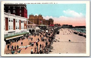 Vtg Atlantic City New Jersey NJ Boardwalk View from Million Dollar Pier Postcard