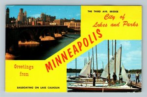 Minneapolis MN- Minnesota, General Greetings, Banner, Vintage Chrome Postcard