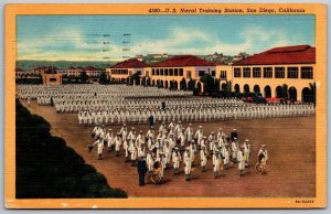 Vtg San Diego California CA US Naval Training Station Insection 1930s Postcard