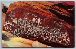 Native Americana~Arizona~Newspaper Rock @ Petrified Forest Natl Park~Postcard