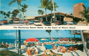 1950s Florida Miami Beach Monterey resort Hotel Swimming Pool Postcard 22-11091