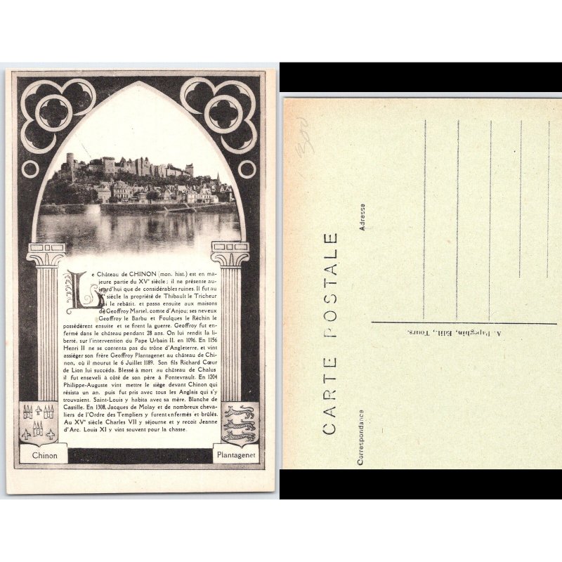 Postcard Château de Chinon France Architecture History