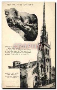 Old Postcard Villefranche Sur Saone Church Nd Marsh Gargoyle