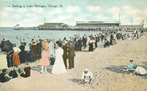 Postcard Illinois Chicago Bathing Lake Michigan Kresge C-1910 23-7058