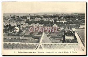 Old Postcard Saint Aubin sur Mer Panorama view from the bell tower of the & #...