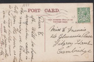Family History Ancestor Postcard - Francis - 26 Gloucester Place, Cambridge RF87
