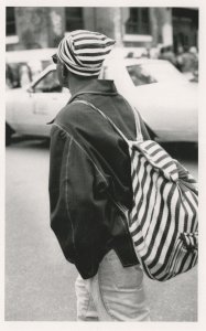 African American Ladies Wild Striped Bag Hat Fashion New York Postcard