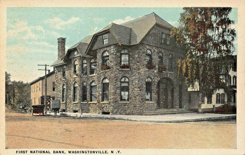 WASHINGTONVILLE NY~FIRST NATIONAL BANK-STONE BUILDING~J RUBEN PUBL POSTCARD