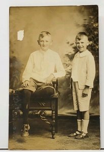 RPPC Sweet Young Boys in Studio Portrait One In Tights Postcard H14
