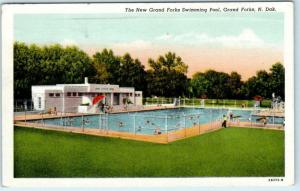 GRAND FORKS, North Dakota  ND   NEW SWIMMING POOL 1951 Linen  Postcard