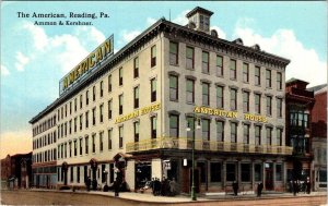 Reading, PA Pennsylvania AMERICAN HOUSE HOTEL Ammon & Kershner ca1910's Postcard