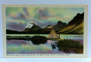 Canada Canadian Pacific RR Banff National Park Bow Lake Tepee Vintage Postcard 