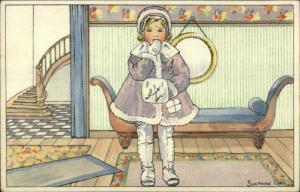 Suzanne Cocq Sweet Little Girl Orphan Bruxelles Orphelins c1910 Postcard
