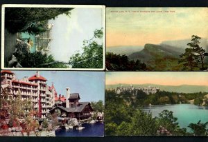 #598f (4) Pcs. Mohonk Hotel & Lake from Laurel Ledge, The Wildmere Hand colored