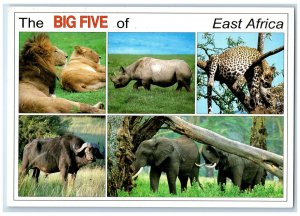 1999 The Big Five Animals of Kenya East Africa Multiview Vintage Postcard