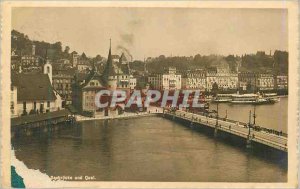 Postcard Old Seebrucke und dock
