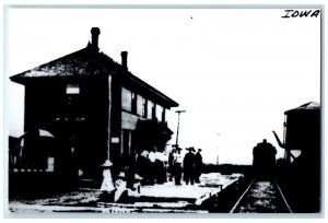 c1960 Unknown Iowa IA Vintage Railroad Train Depot Station RPPC Photo Postcard