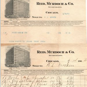 x2 1903 Chicago, Ill Letterhead Lot Reid, Murdoch & Co Receipt Invoice Cheese R1