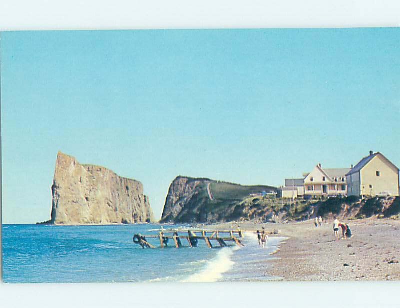 Pre-1980 BEACH SCENE Perce On Gaspe Quebec QC AE9204