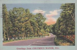 Illinois Greetings From Columbus Manor 1954