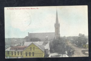 STANTON WISCONSIN ST PATRICK'S CHURCH & SCHOOL VINTAGE POSTCARD