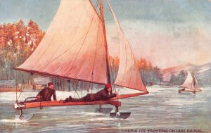 Russia Siberia Ice Yachting on Lake Baikal Winter Sports postcard C355