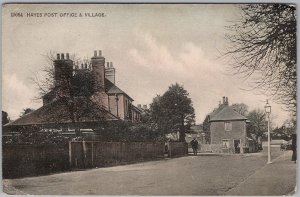 Vintage Hayes Post Office & Village Kent UK Lithograph Postcard 1900s H81