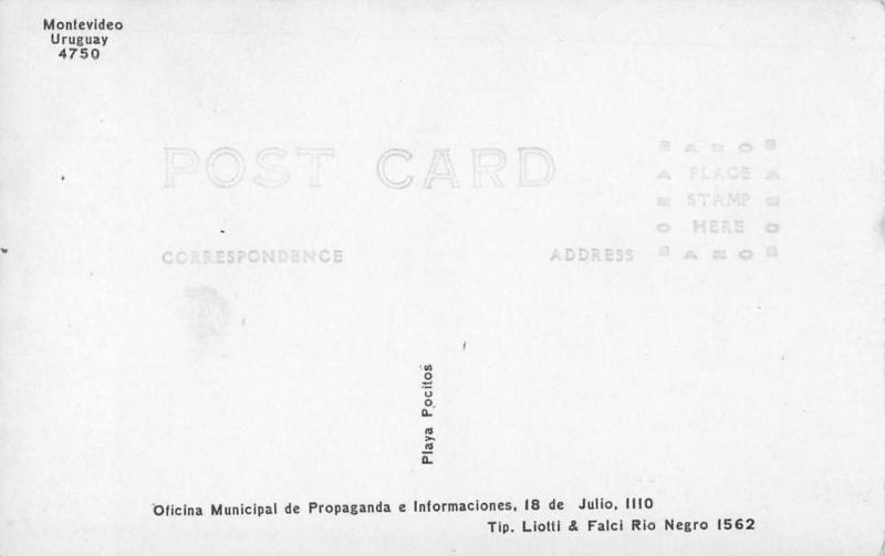 Montevideo Uruguay Beach Scene Real Photo Antique Postcard J44841