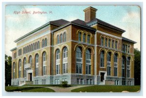 1908 View of High School Burlington Vermont VT Antique Posted Postcard
