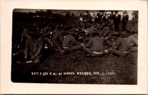 c1915 Battery F 5th Field Artillery Regiment Dinner OREGON WISCONSIN WI WW1 RPPC
