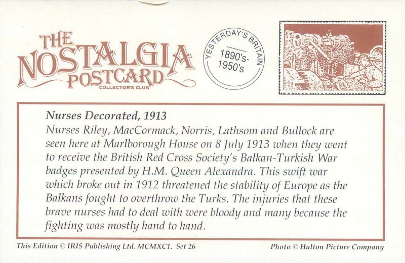 Nostalgia Postcard Decorated Nurses 1913