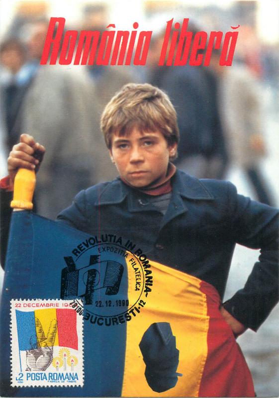Maxi card historic images of the romanian revolution 1989 Gavroche of Bucharest