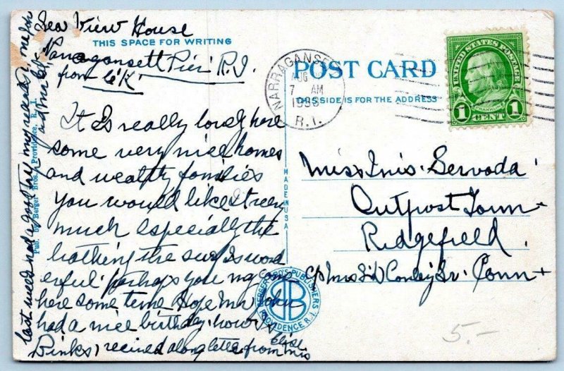 1938 POINT JUDITH LIGHTHOUSE*NARRAGANSETT PIER RHODE ISLAND*BERGER*HAS CREASE