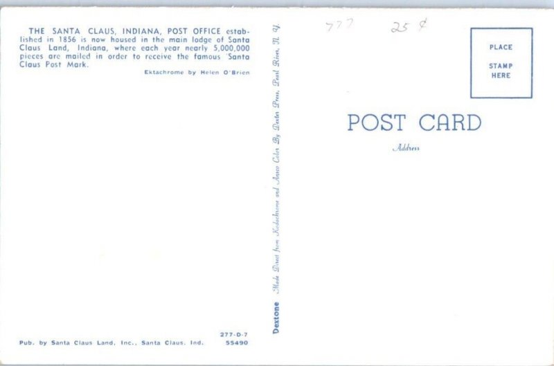 1970s Post Office Santa Claus Indiana Postcard
