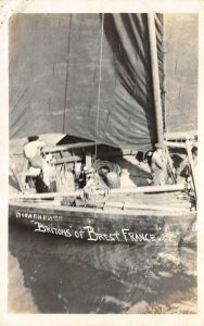 RPPC Britons of Brest, France Sailboat ca 1910s Vintage Postcard